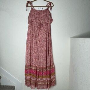 Free People Tangier Floral Maxi Dress Size L Multicolor Babydoll Lightweight